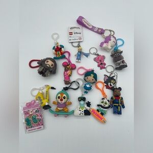 Backpack Bag Clip On Keychain. Lot Of 15 Mixed Marvel Sailor Hagrid Barbie